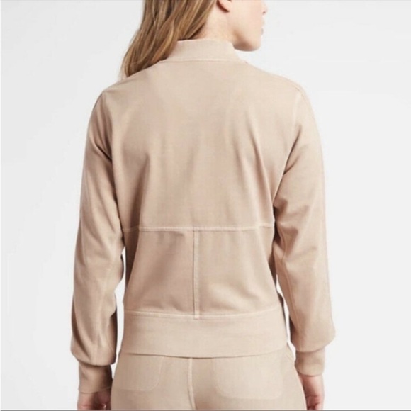 Athleta Sweater Farallon Women Small Tan Zip Up Lightweight Jacket Mocha Latte T - Picture 2 of 9